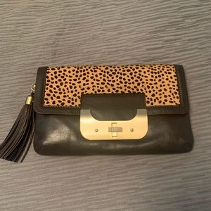 DVF clutch - chocolate leather and calf hair